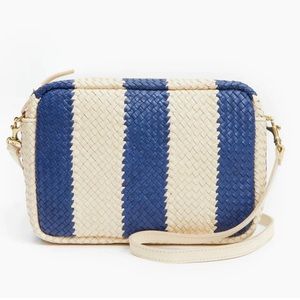 NWT! Clare V. Woven Racing Stripe Marisol in Indigo & Cream